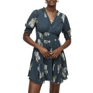 All Saints Via Cordelia Blue-Gray Floral Dress